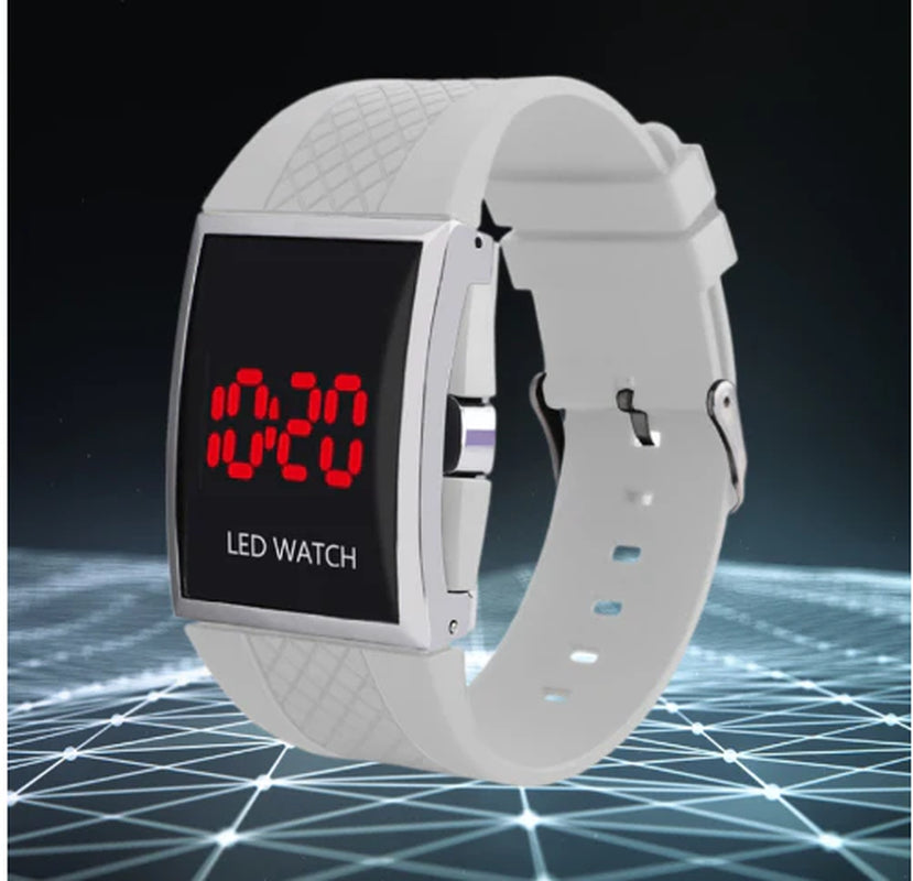 Stylish Unisex Digital LED Sports Watch with Date Display in Black or White