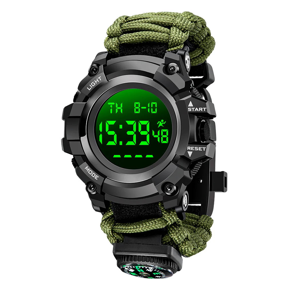 Dual Screen Digital Alarm Compass Thermometer Watch for Men