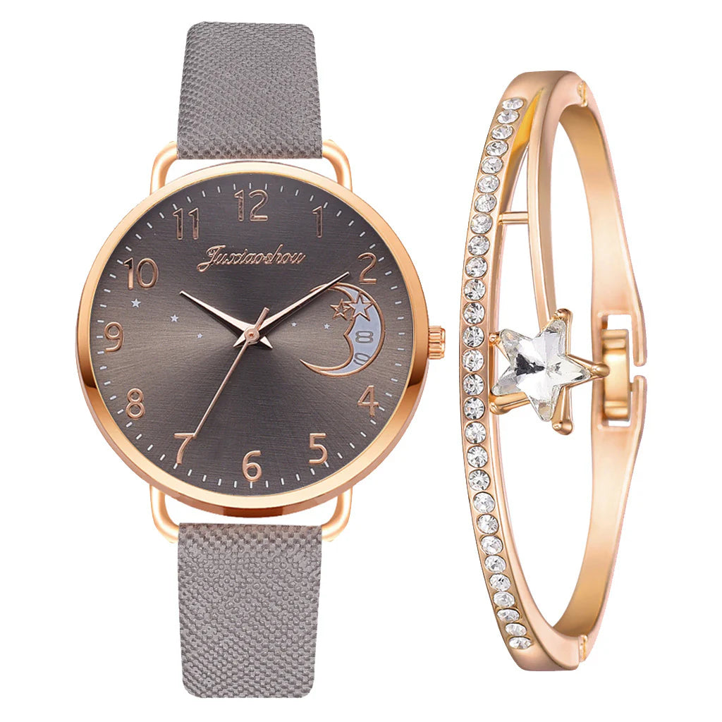 Elegant Star Design Crystal Timepiece for Ladies with Band Face Women'S Watch Femme Horloge Damen Uhr Reloj Damas Fast Delivery