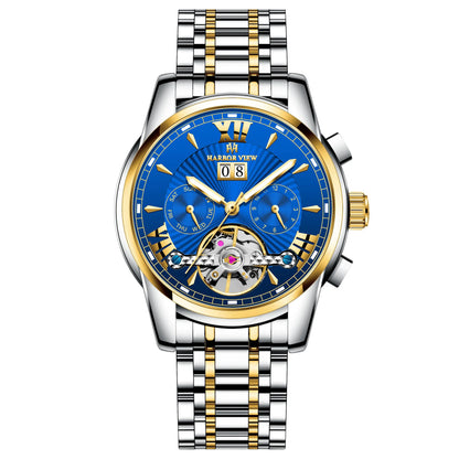 Men'S Automatic Tourbillon Watch with Calendar, Luminous, Waterproof, Multi-Function