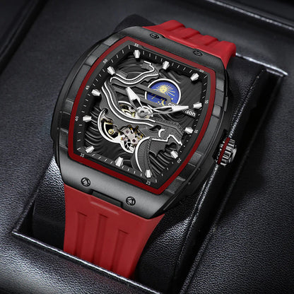 Men'S Skeleton Self-Winding Timepiece Glow-In-The-Dark Water-Resistant Automatic Watch