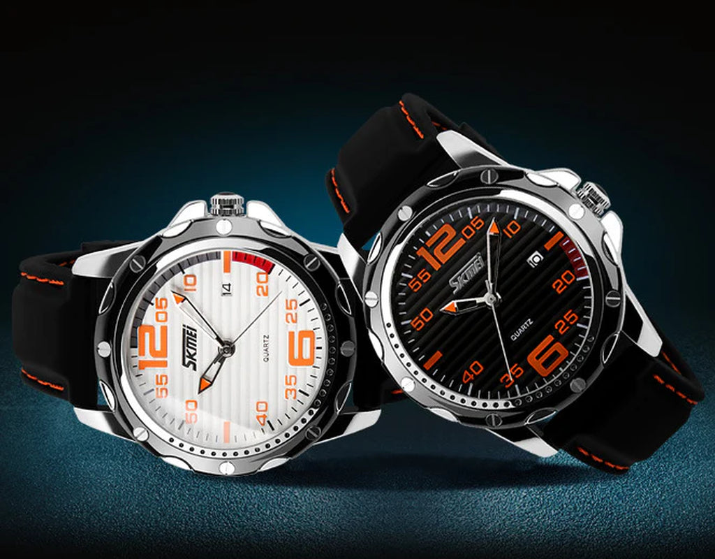 Elegant Men'S Office Accessory Modern Silicone Band Timepiece Waterproof Date Watch