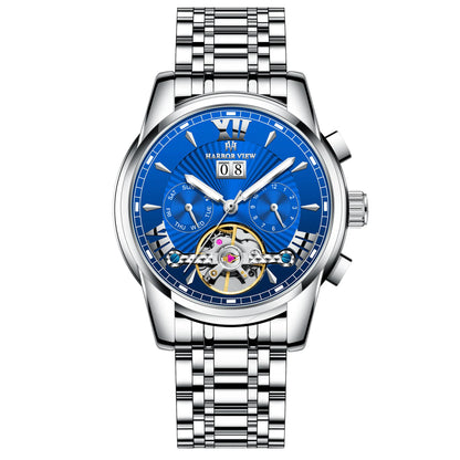 Men'S Automatic Tourbillon Watch with Calendar, Luminous, Waterproof, Multi-Function