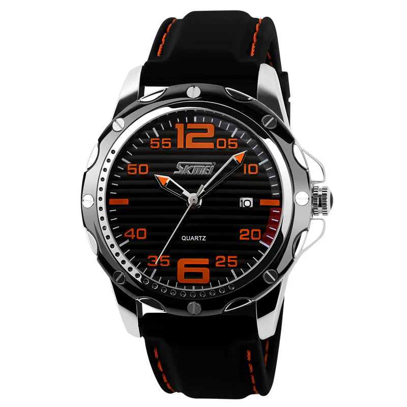Elegant Men'S Office Accessory Modern Silicone Band Timepiece Waterproof Date Watch