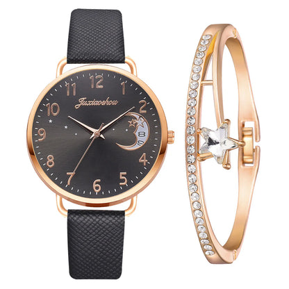 Elegant Star Design Crystal Timepiece for Ladies with Band Face Women'S Watch Femme Horloge Damen Uhr Reloj Damas Fast Delivery