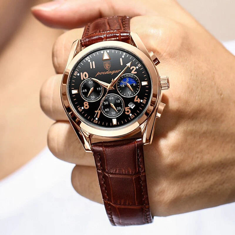POEDAGAR 2021 Fashion Leather Mens Watches Casual Sporttop Brand Luxury Quartz Clock Student Gift Wristwatch Relogio Masculino