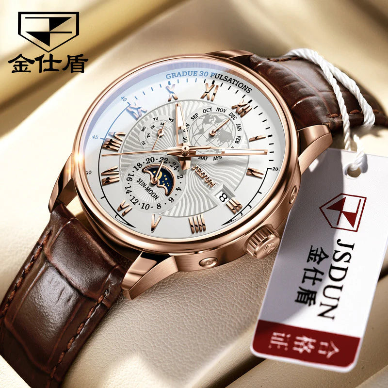 Modern Automatic Chronograph Watch with Three Subdials and Stylish Design