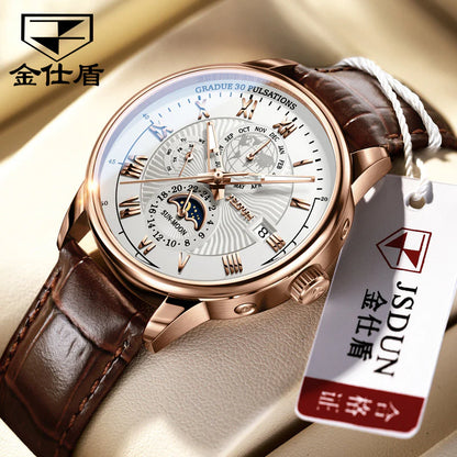 Modern Automatic Chronograph Watch with Three Subdials and Stylish Design