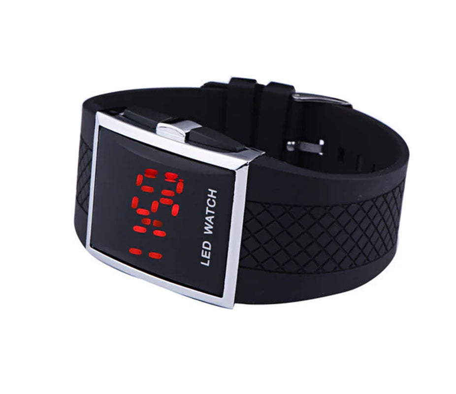 Stylish Unisex Digital LED Sports Watch with Date Display in Black or White
