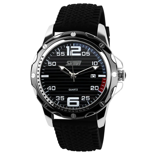 Elegant Men'S Office Accessory Modern Silicone Band Timepiece Waterproof Date Watch