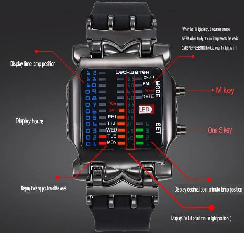 Luxury Men'S Watch LED Sports Date Digital Bracelet Waterproof Quartz Wristwatch