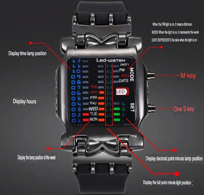 Luxury Men'S Watch LED Sports Date Digital Bracelet Waterproof Quartz Wristwatch