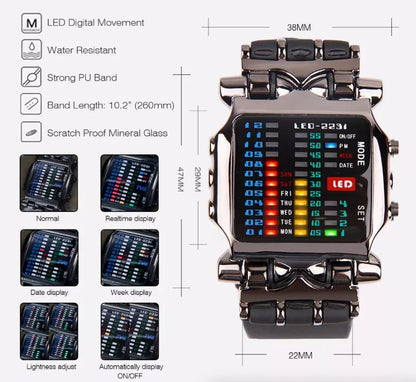 Luxury Men'S Watch LED Sports Date Digital Bracelet Waterproof Quartz Wristwatch