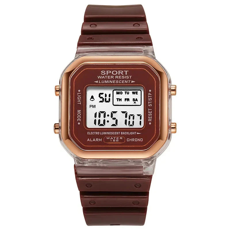 Fashion Brand Student Transparent Electronic Watch Candy Multicolor LED Ladies Sports Waterproof Wirstwatch Clock Gift Relógio