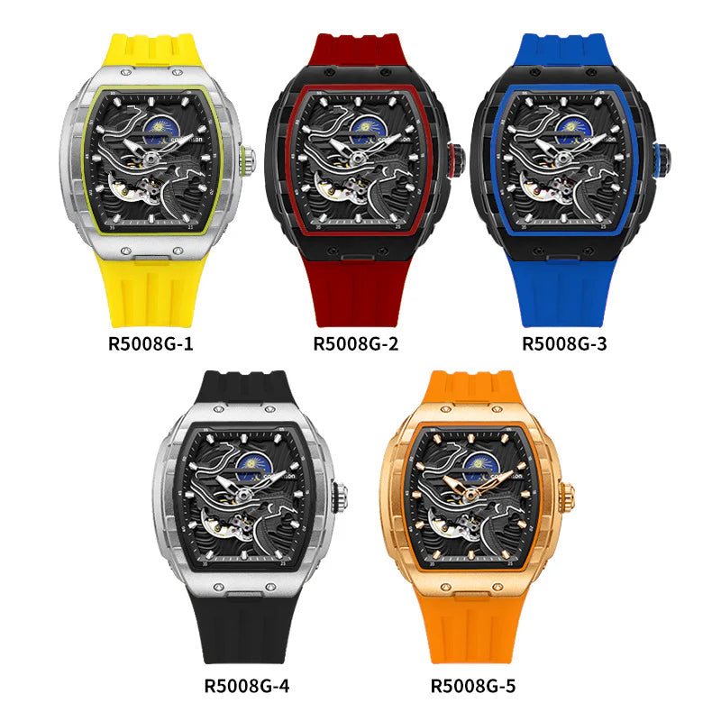 Men'S Skeleton Self-Winding Timepiece Glow-In-The-Dark Water-Resistant Automatic Watch