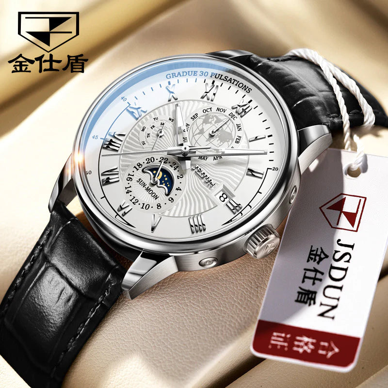 Modern Automatic Chronograph Watch with Three Subdials and Stylish Design