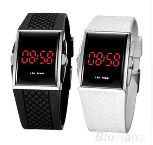 Stylish Unisex Digital LED Sports Watch with Date Display in Black or White