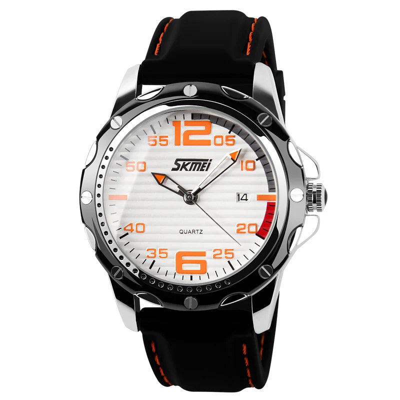 Elegant Men'S Office Accessory Modern Silicone Band Timepiece Waterproof Date Watch