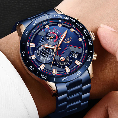 2022 New LIGE Fashion Mens Watches Stainless Steel Top Brand Luxury Sport Chronograph Quartz Withwatch for Men Relogio Masculino