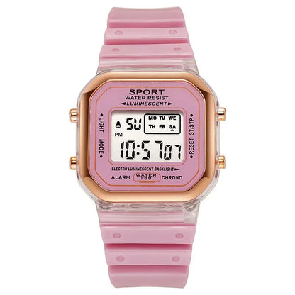 Fashion Brand Student Transparent Electronic Watch Candy Multicolor LED Ladies Sports Waterproof Wirstwatch Clock Gift Relógio