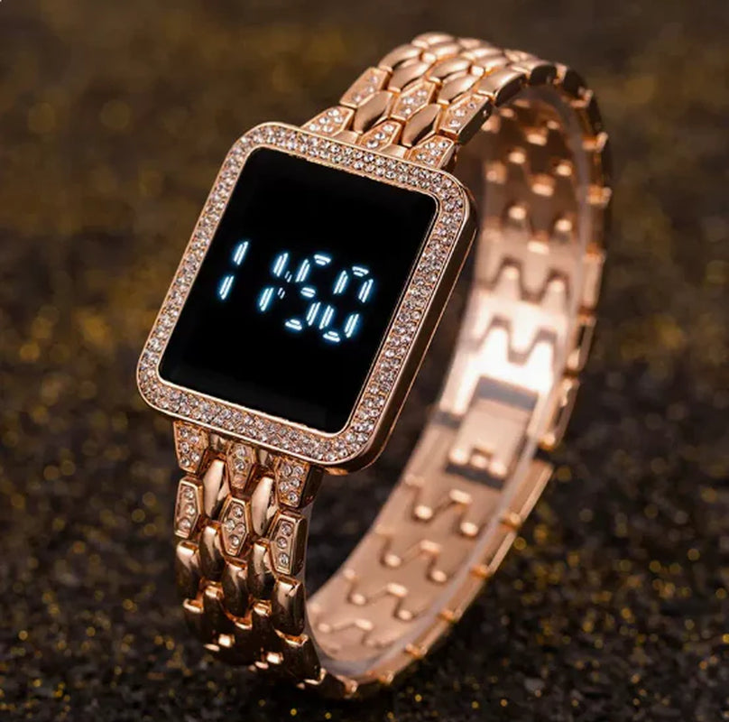 Mature & Senior Premium Digital Watch Large Display Waterproof Metal Strap Electronic