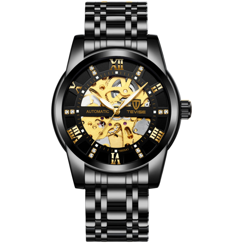 Stylish Men's Automatic Mechanical Hollow Watch - Waterproof Fashion Timepiece