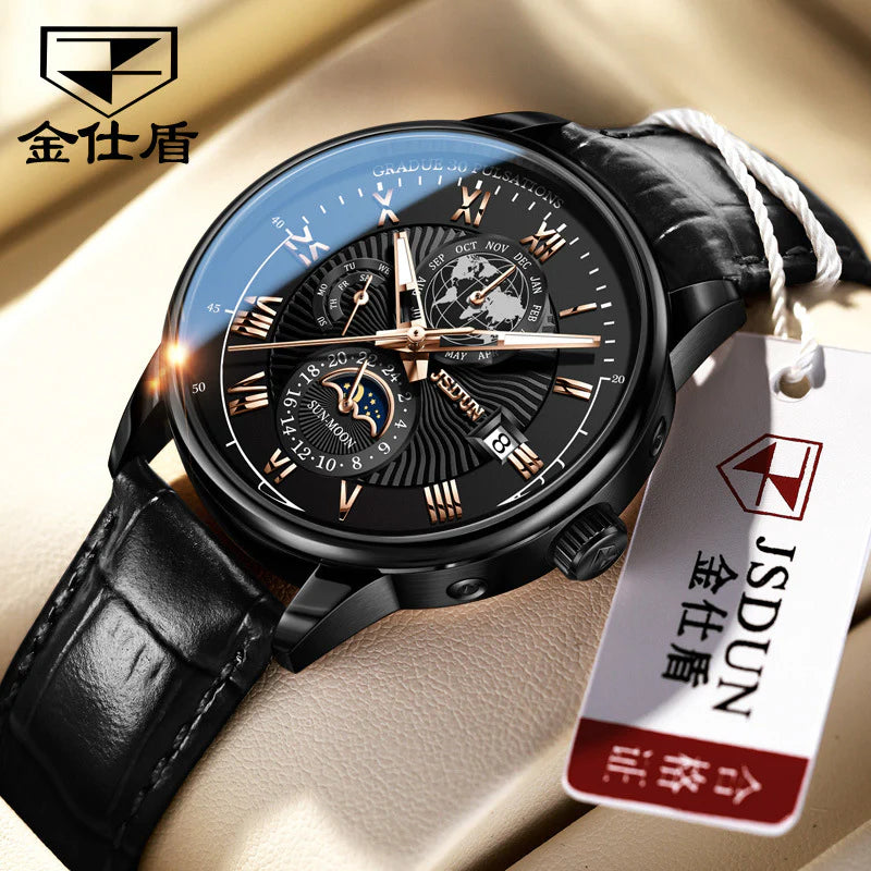 Modern Automatic Chronograph Watch with Three Subdials and Stylish Design