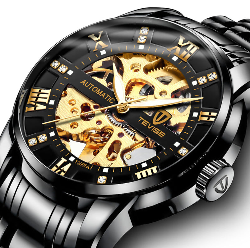 Stylish Men's Automatic Mechanical Hollow Watch - Waterproof Fashion Timepiece