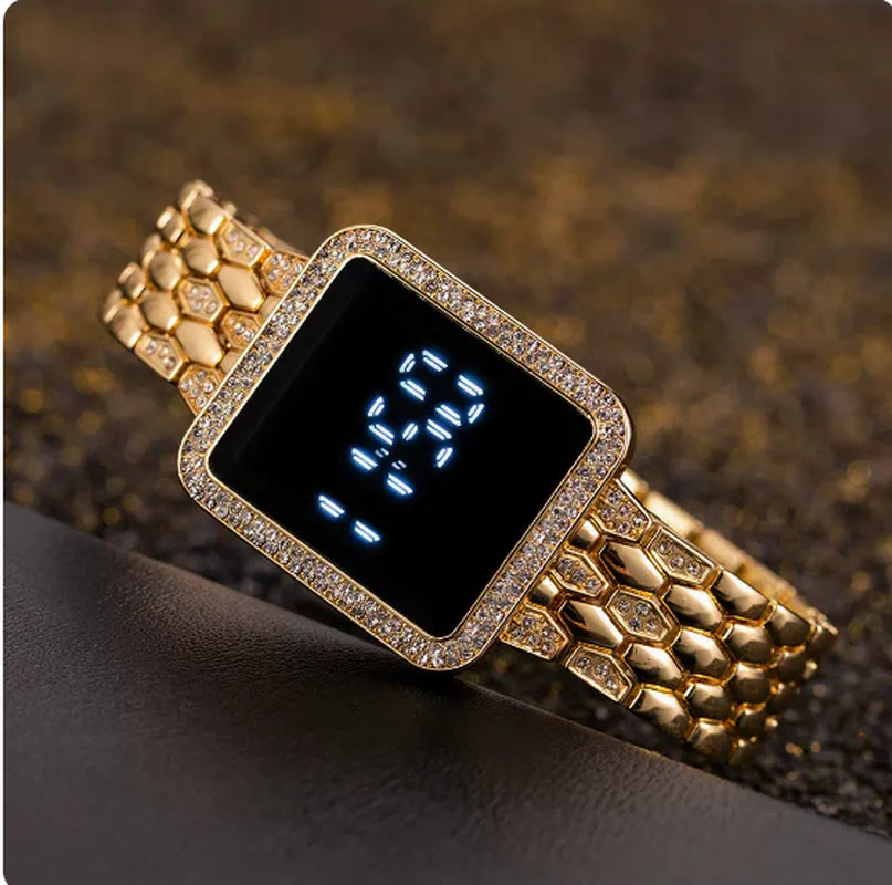 Mature & Senior Premium Digital Watch Large Display Waterproof Metal Strap Electronic