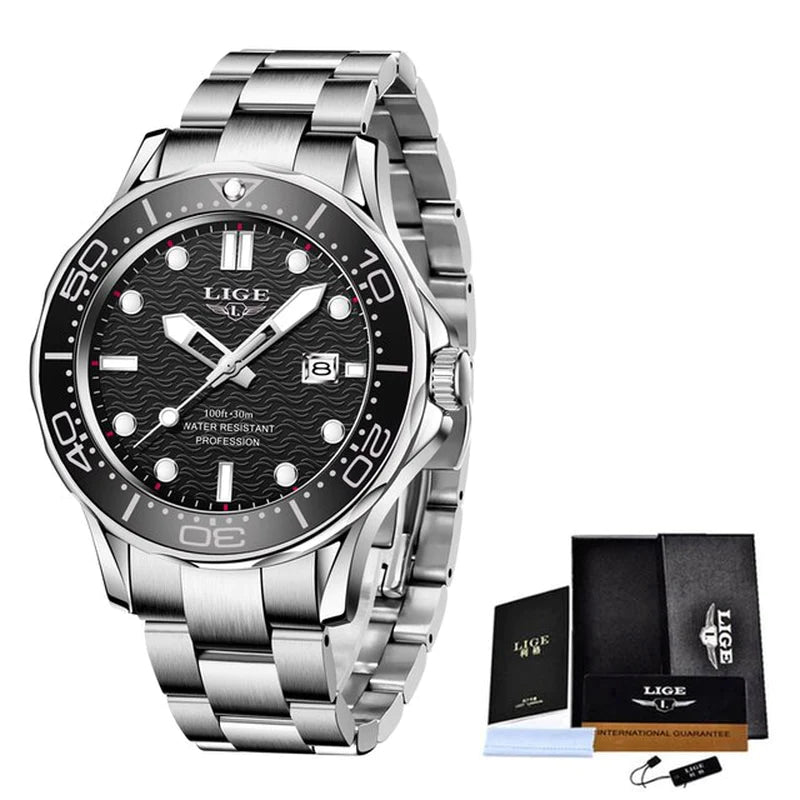 2021 Mens Watches Silicone Strap Waterproof Watch for Men LIGE Top Brand Luxury Sports Men Quartz Wristwatch Relogio Masculino