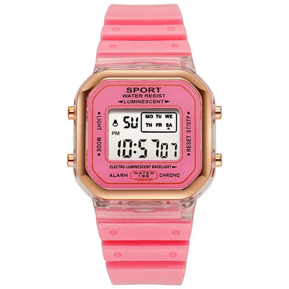 Fashion Brand Student Transparent Electronic Watch Candy Multicolor LED Ladies Sports Waterproof Wirstwatch Clock Gift Relógio