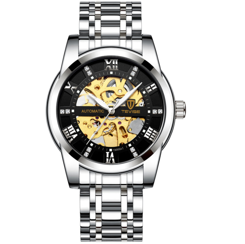 Stylish Men's Automatic Mechanical Hollow Watch - Waterproof Fashion Timepiece