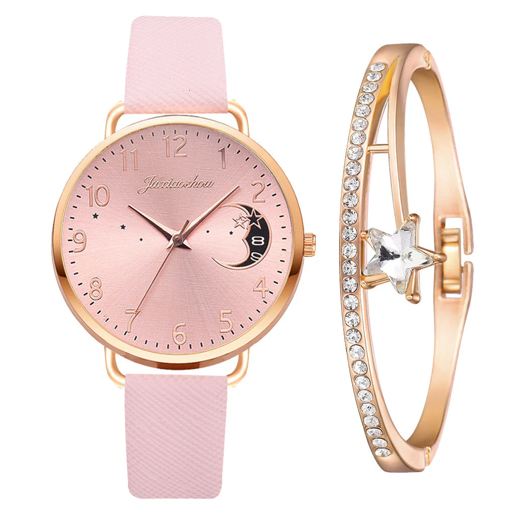 Elegant Star Design Crystal Timepiece for Ladies with Band Face Women'S Watch Femme Horloge Damen Uhr Reloj Damas Fast Delivery