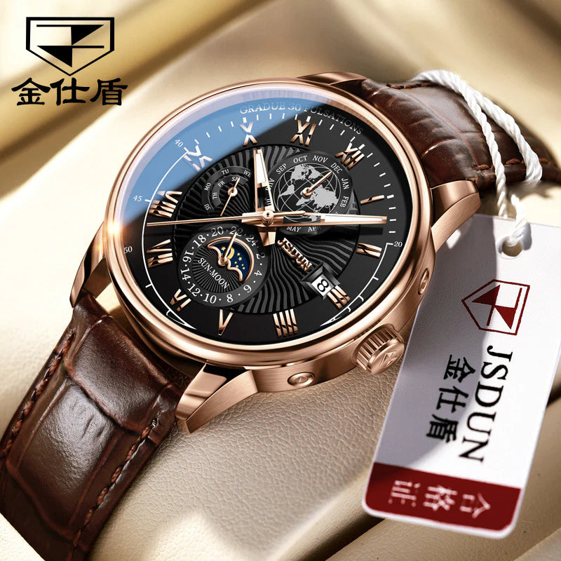 Modern Automatic Chronograph Watch with Three Subdials and Stylish Design