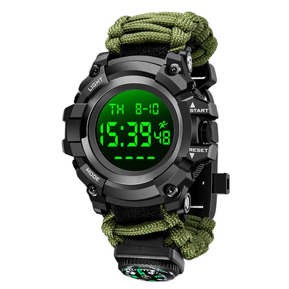 Dual Screen Digital Alarm Compass Thermometer Watch for Men