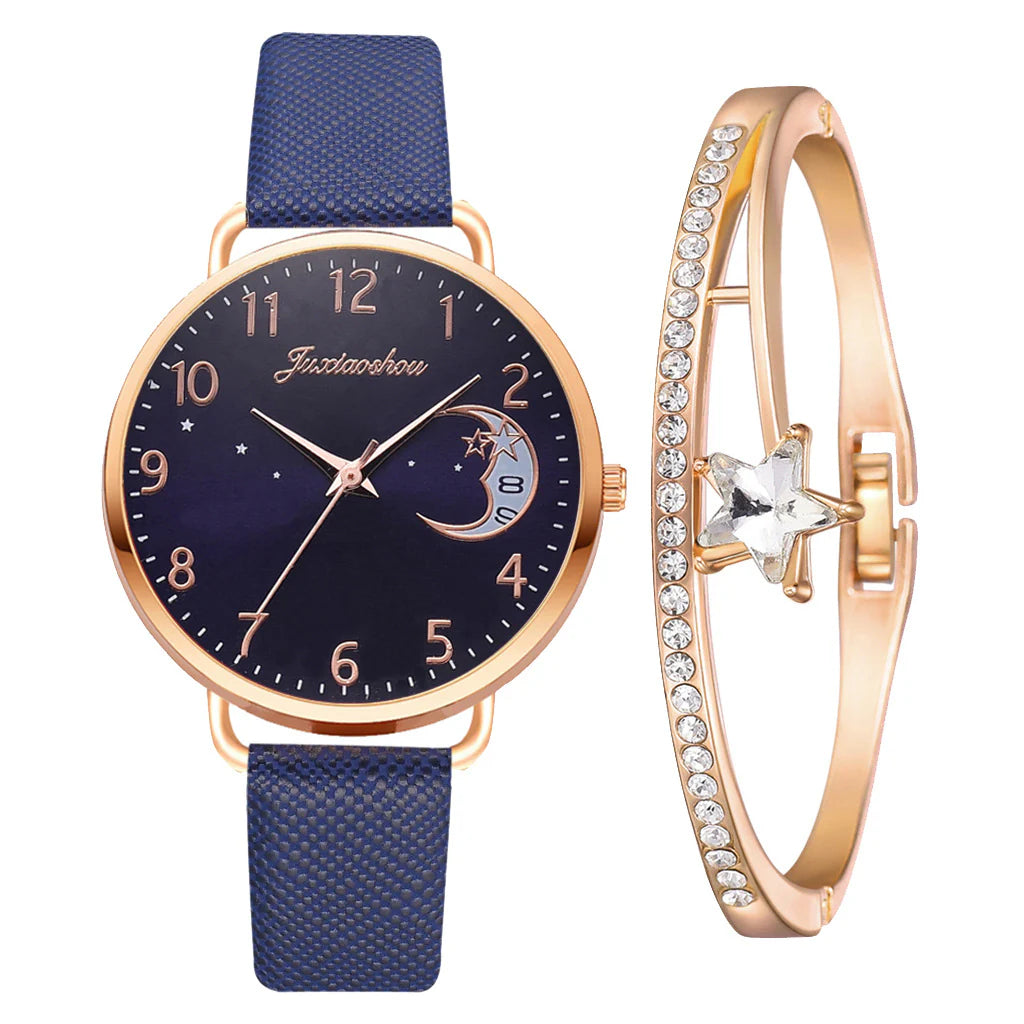Elegant Star Design Crystal Timepiece for Ladies with Band Face Women'S Watch Femme Horloge Damen Uhr Reloj Damas Fast Delivery